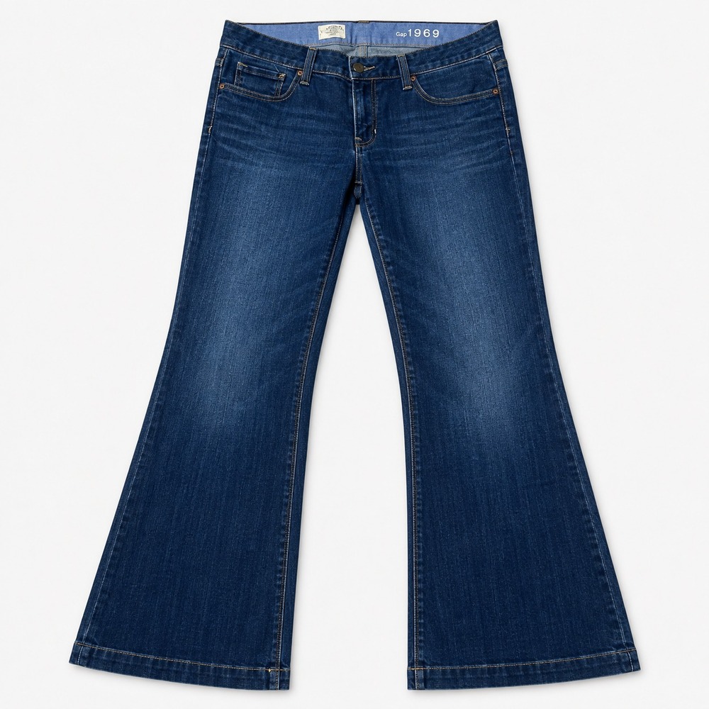 Gap 1969 Long & Lean Jeans Womens 10 34x28 Blue Flare Bootcut Stretch Denim